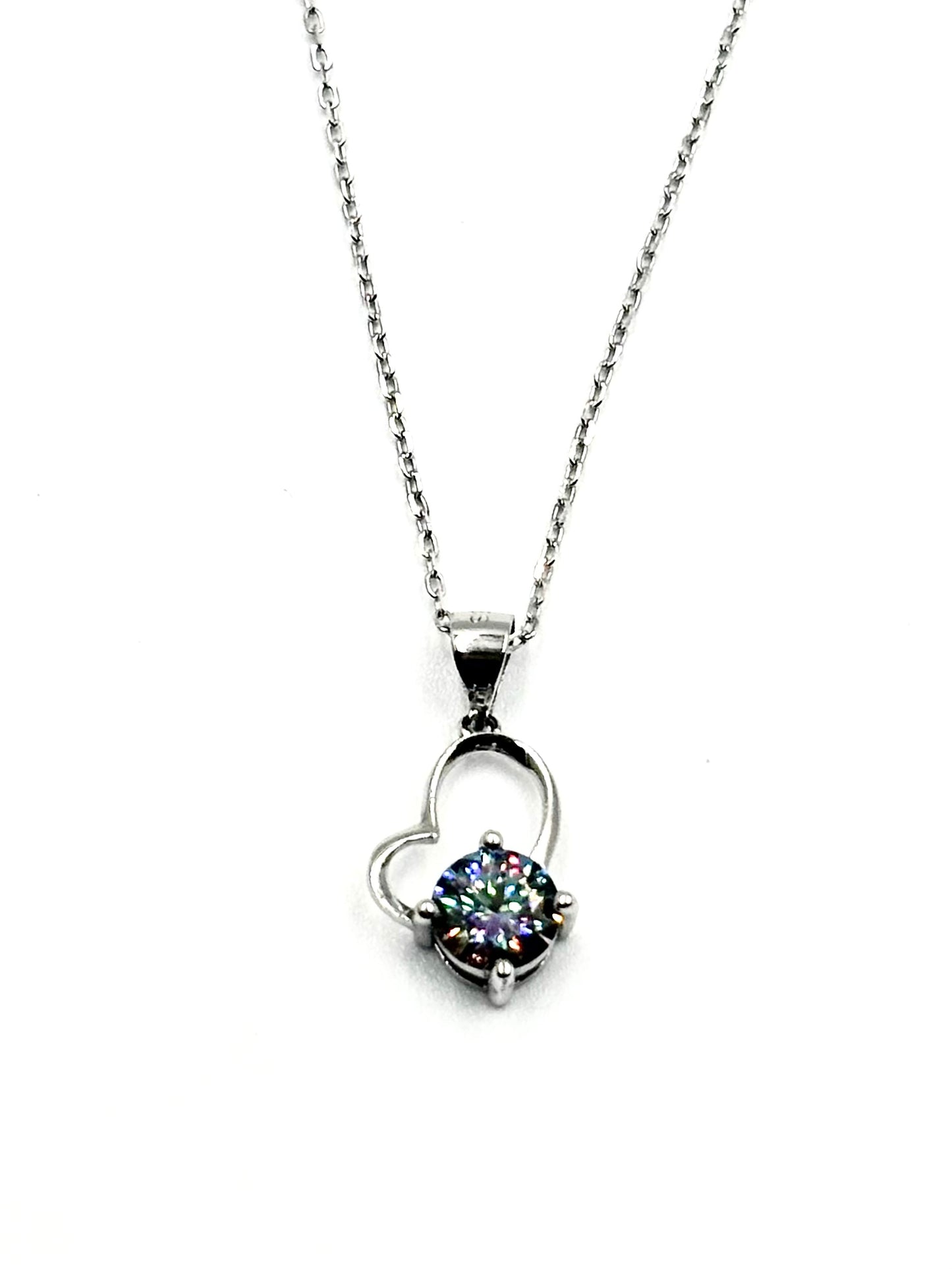 Skewed Heart Dazzling Moissanite Necklace