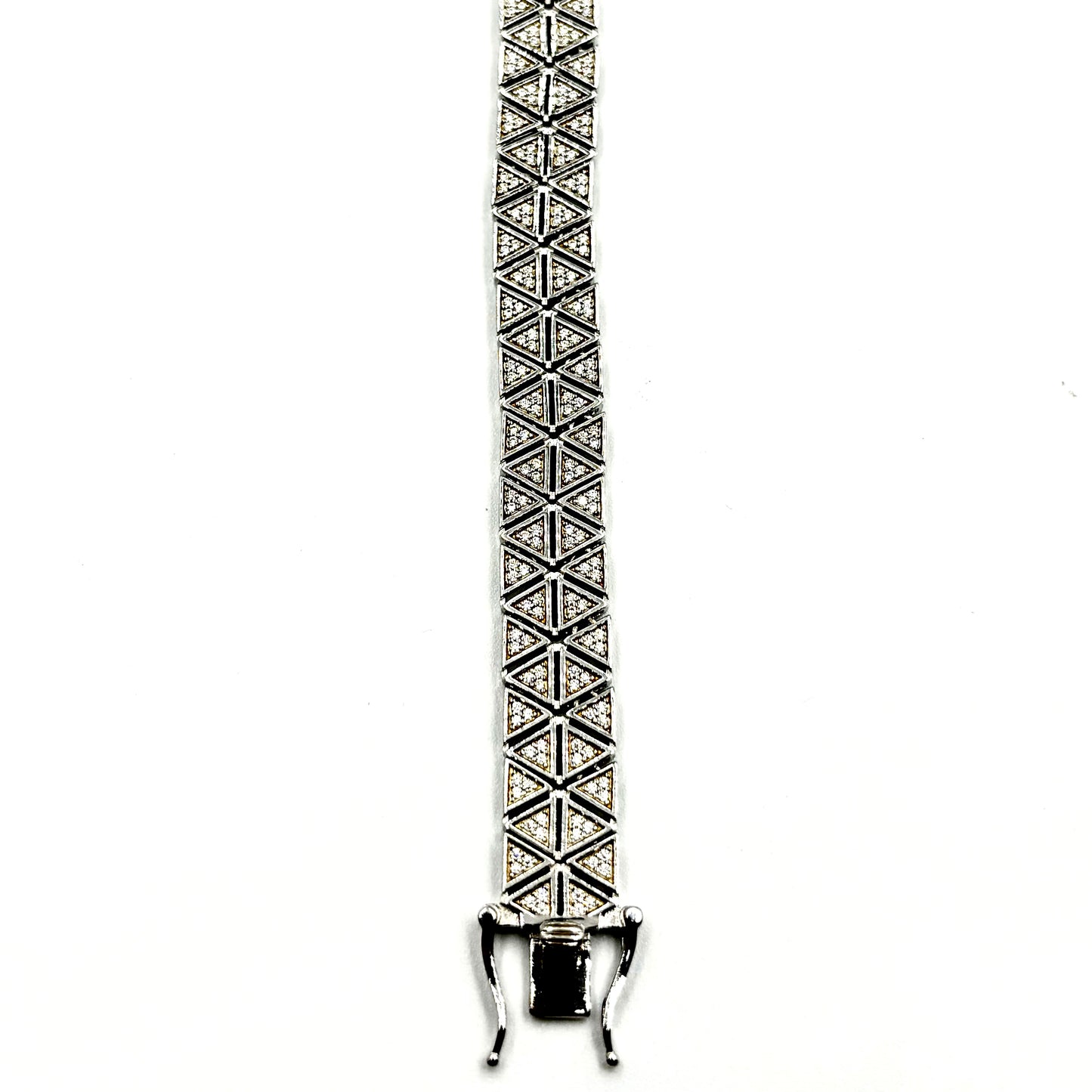 Geometric Triangle Pavé Bracelet in Sterling Silver