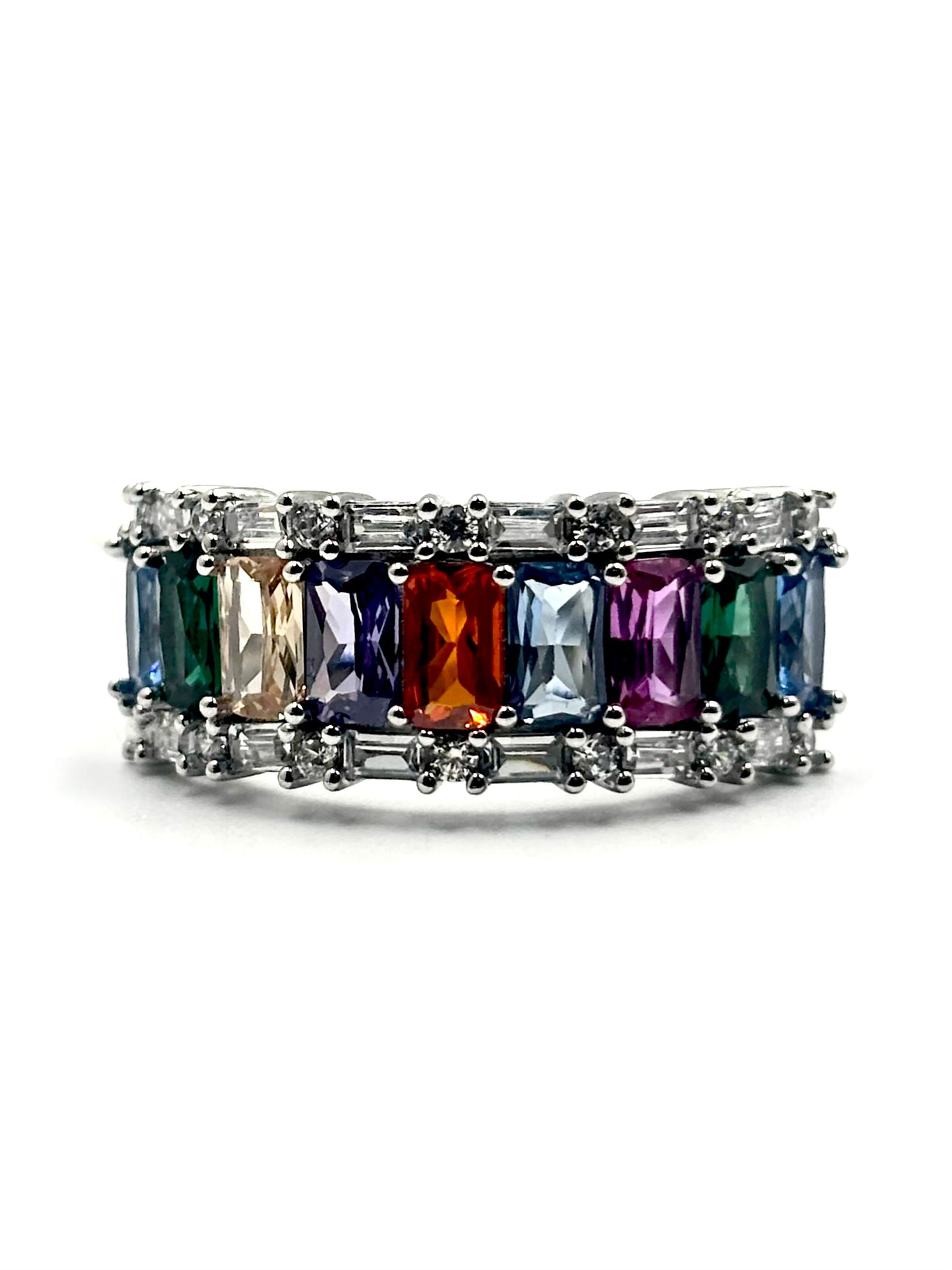 Kaleidoscope Emerald-Cut Eternity Band