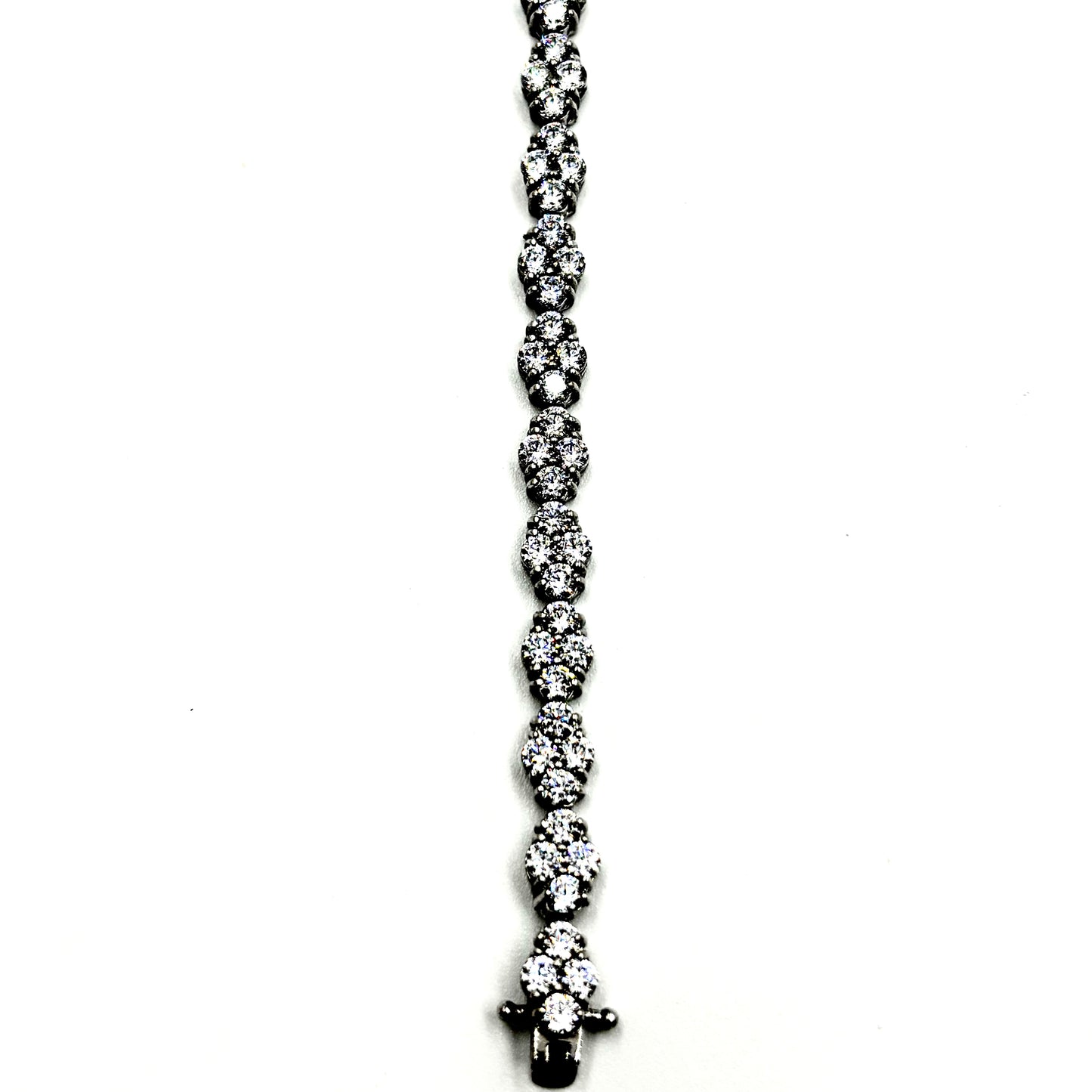 Sterling Silver Floral Cluster Tennis Bracelet