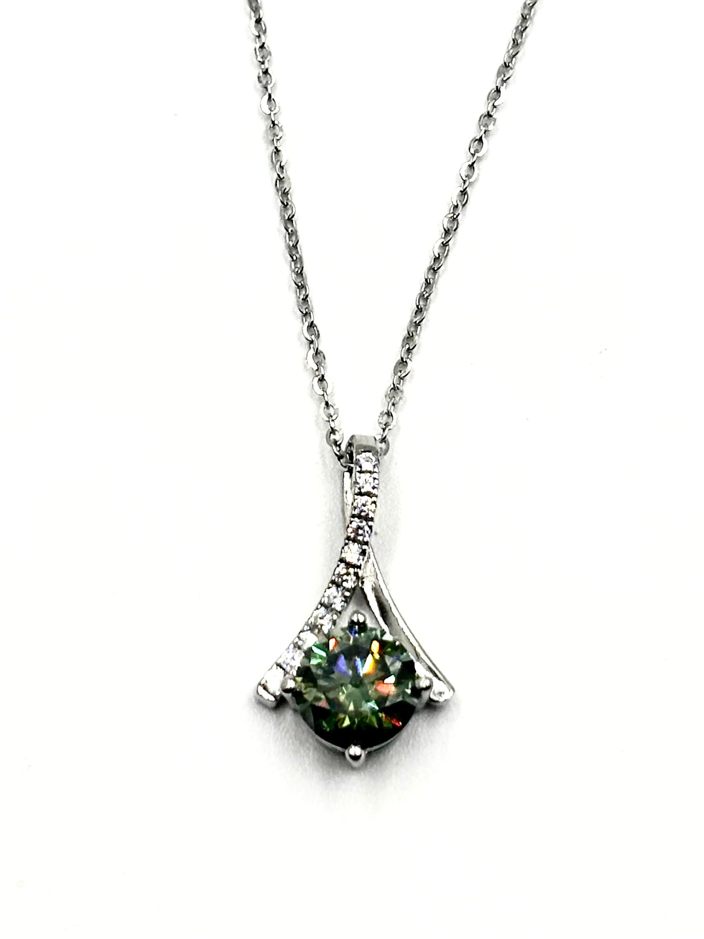 Green Moissanite Line Necklace