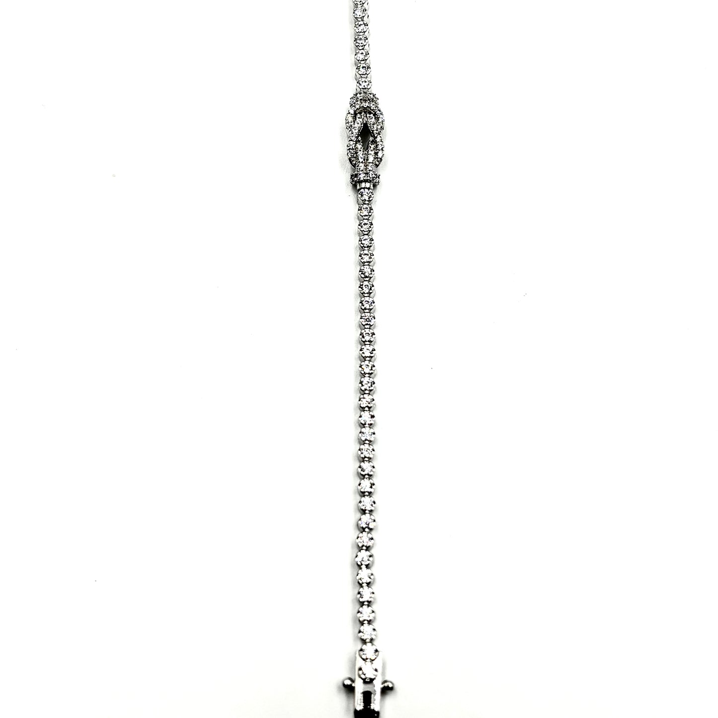 Pavé Love Knot Tennis Bracelet in Sterling Silver