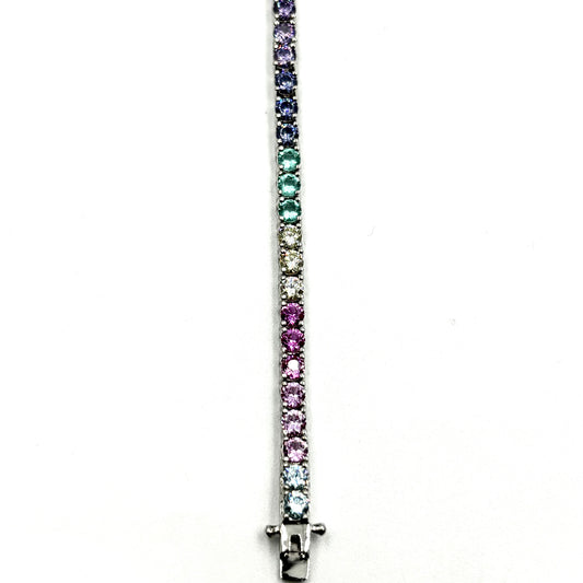 Rainbow Ombré Sterling Silver Tennis Bracelet