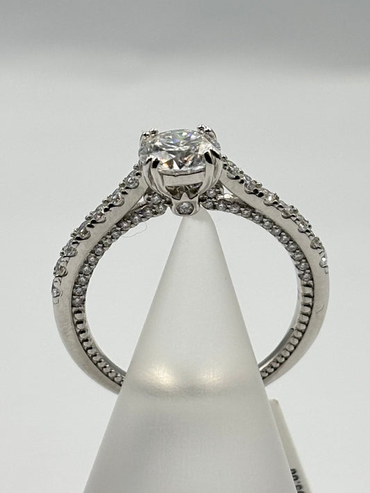 Sterling Silver Ring with Moissanites