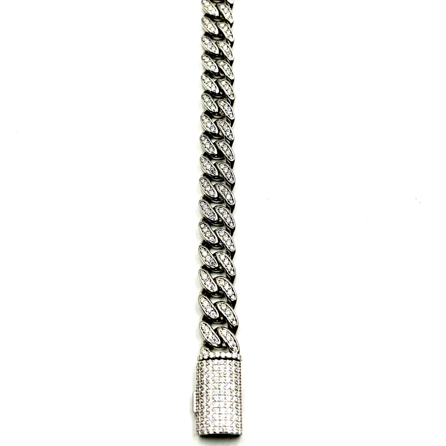 Iced-Out Pavé Cuban Link Bracelet in Sterling Silver