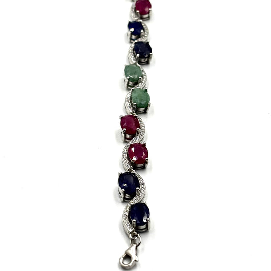 Twilight Harmony Gemstone Bracelet in Sterling Silver
