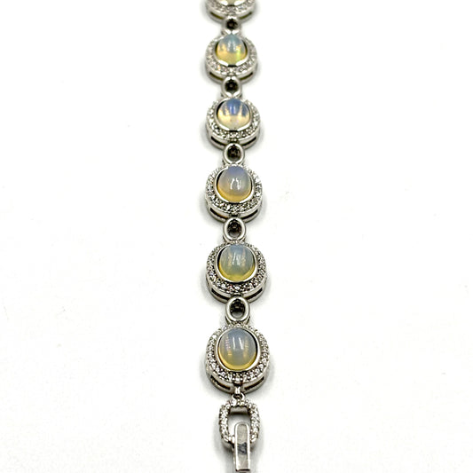 Silver Opal Halo Bracelet