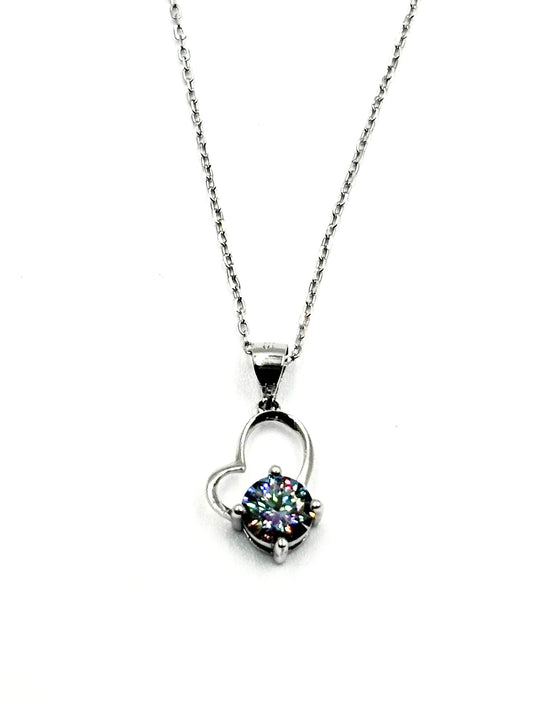 Skewed Heart Dazzling Moissanite Necklace