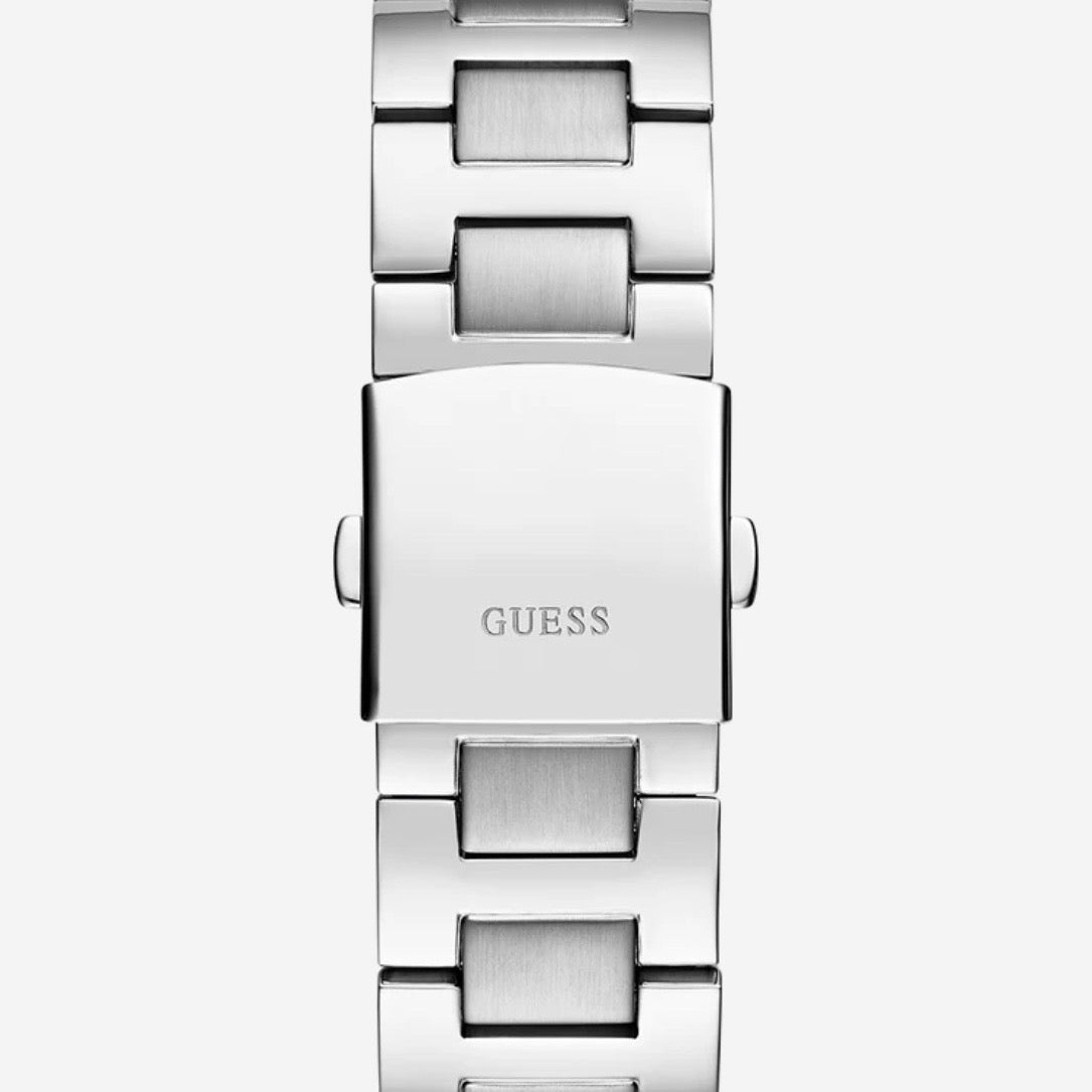Guess Equity Mens Silver Tone Multi-function
Watch