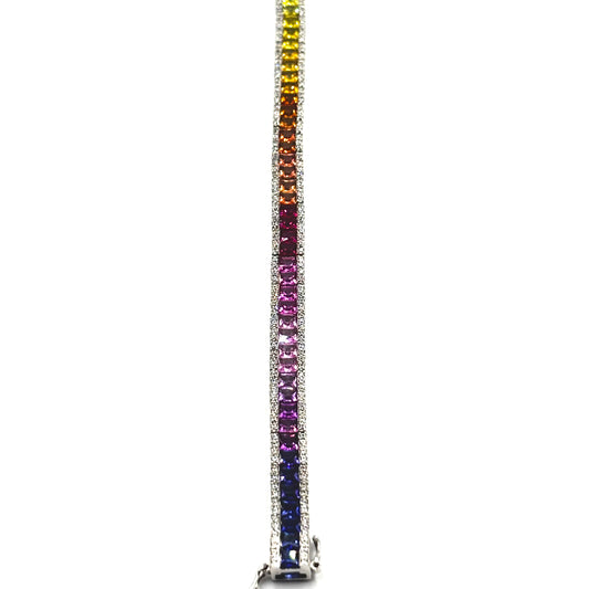 Sterling Silver Multicoloured Tennis Bracelet