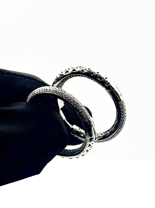 Pavé Inside-Out Hoop Earrings with Filigree Detail