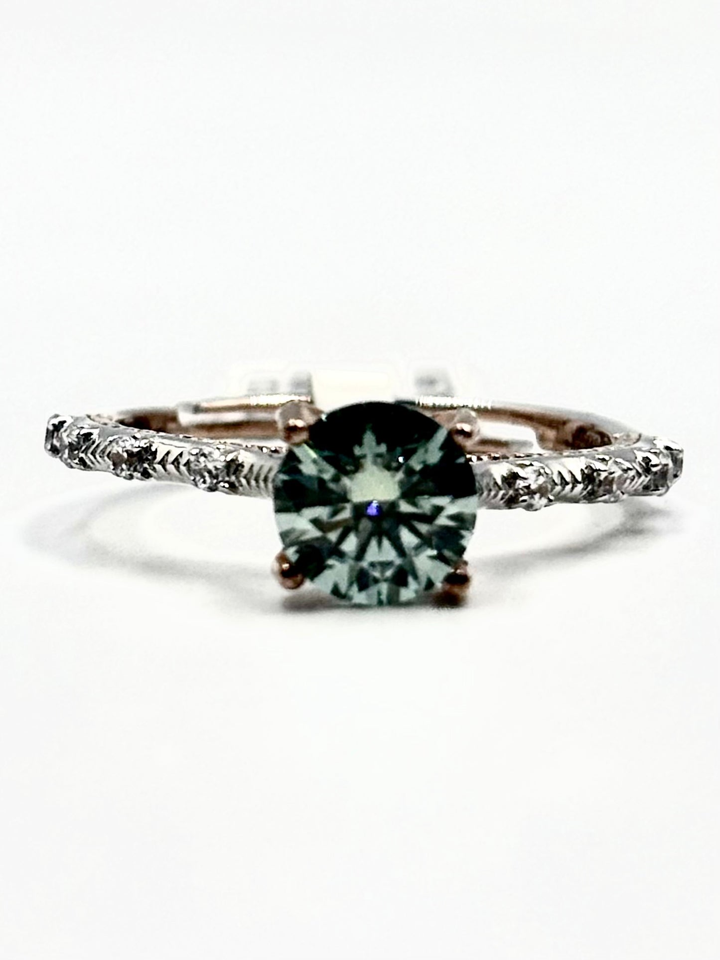 Vintage-Inspired Turquoise Moissanite Two-Tone Ring