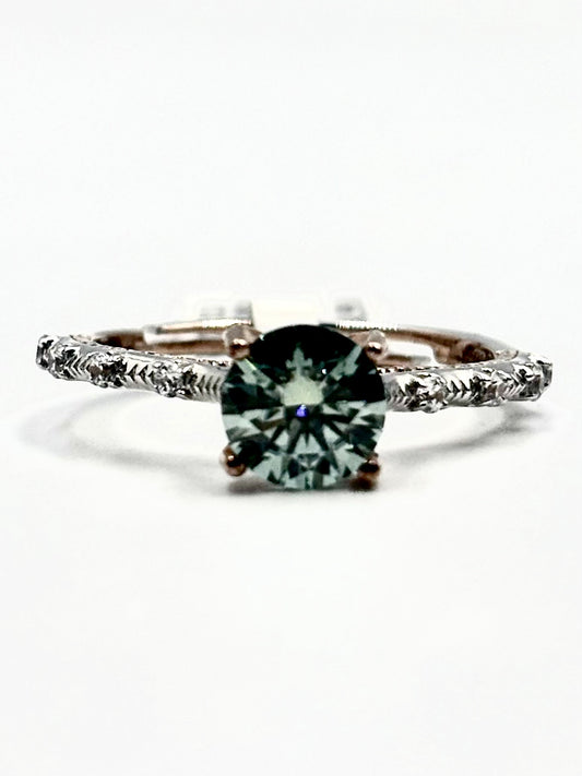 Vintage-Inspired Turquoise Moissanite Two-Tone Ring