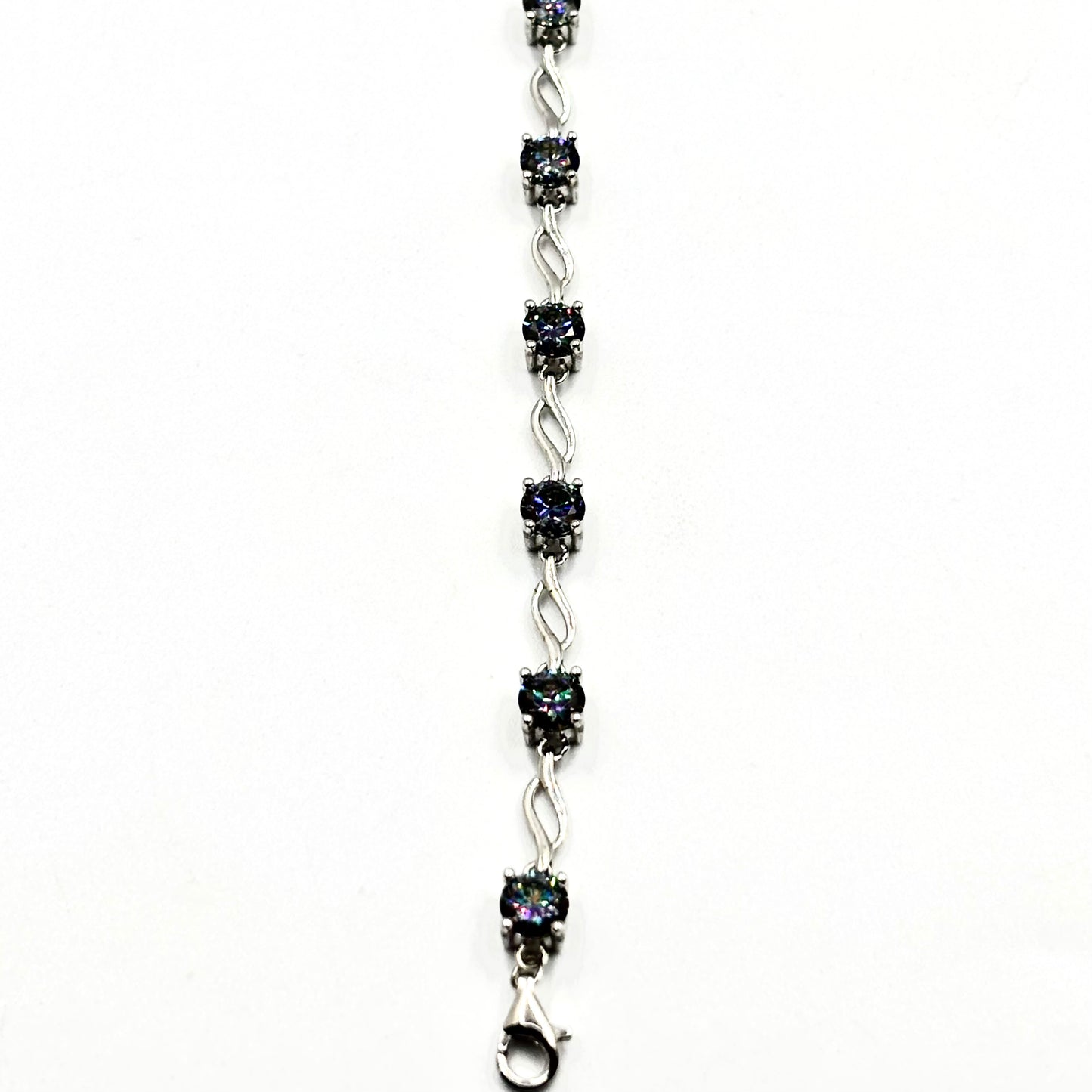 Midnight Glow Moissanite Link Bracelet in Sterling Silver