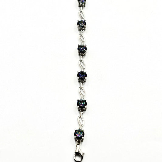 Midnight Glow Moissanite Link Bracelet in Sterling Silver