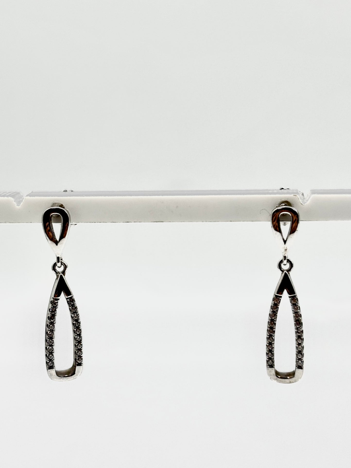 Sterling Silver CZ Drop Earrings