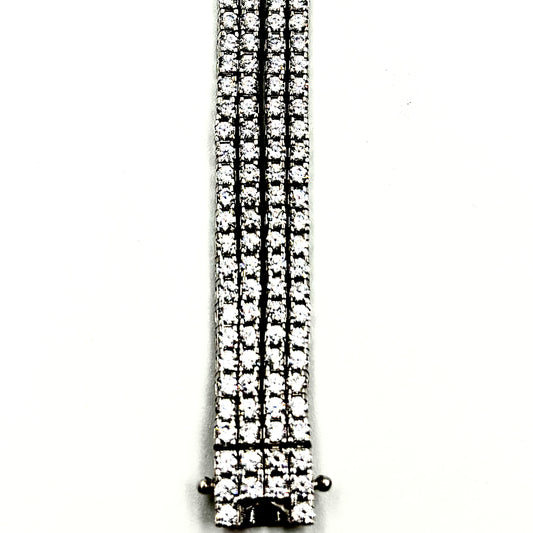 Quad-Row Sterling Silver Tennis Bracelet