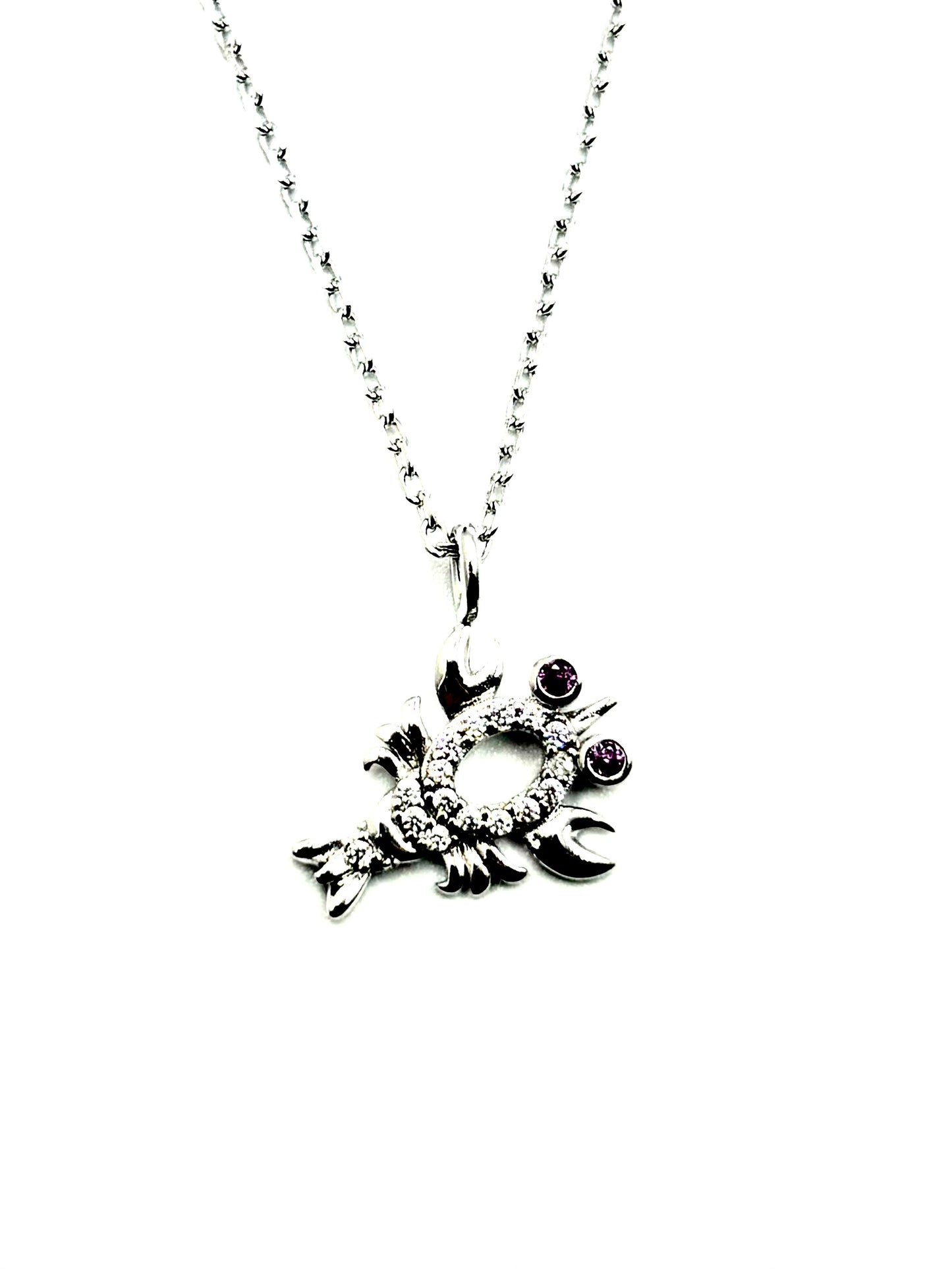 Pink-Eyed Lobster Necklace in Sterling Silver