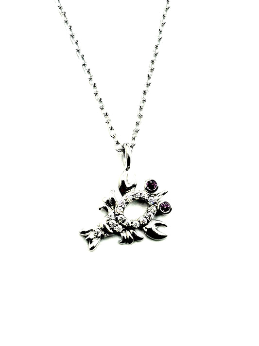 Pink-Eyed Lobster Necklace in Sterling Silver
