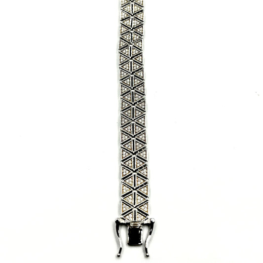 Geometric Triangle Pavé Bracelet in Sterling Silver