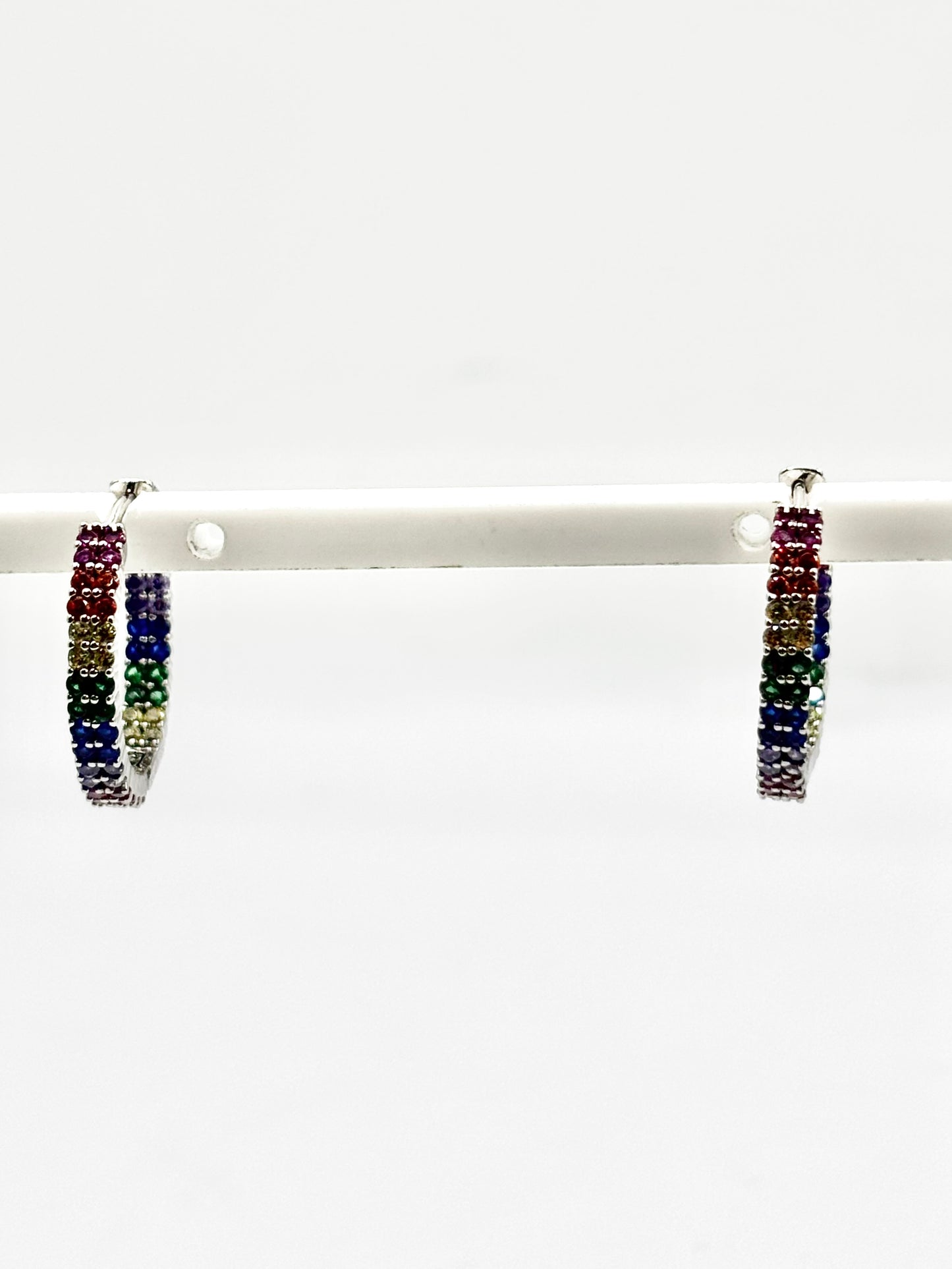 Multi Coloured Rainbow Hoop Earrings