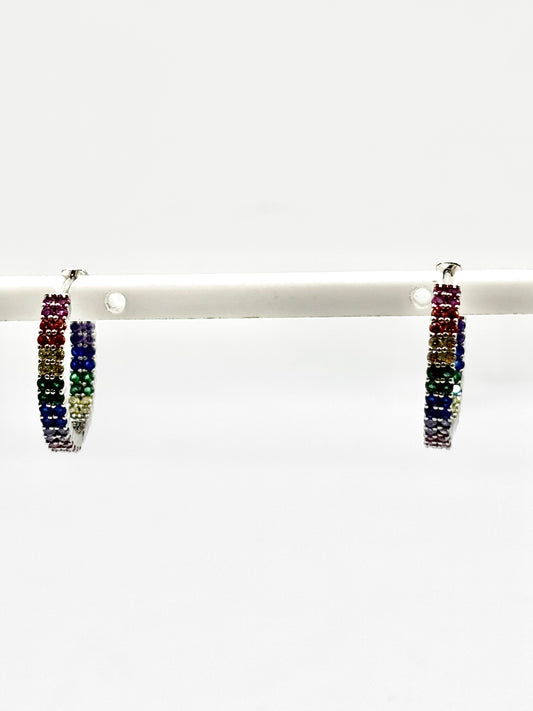 Multi Coloured Rainbow Hoop Earrings