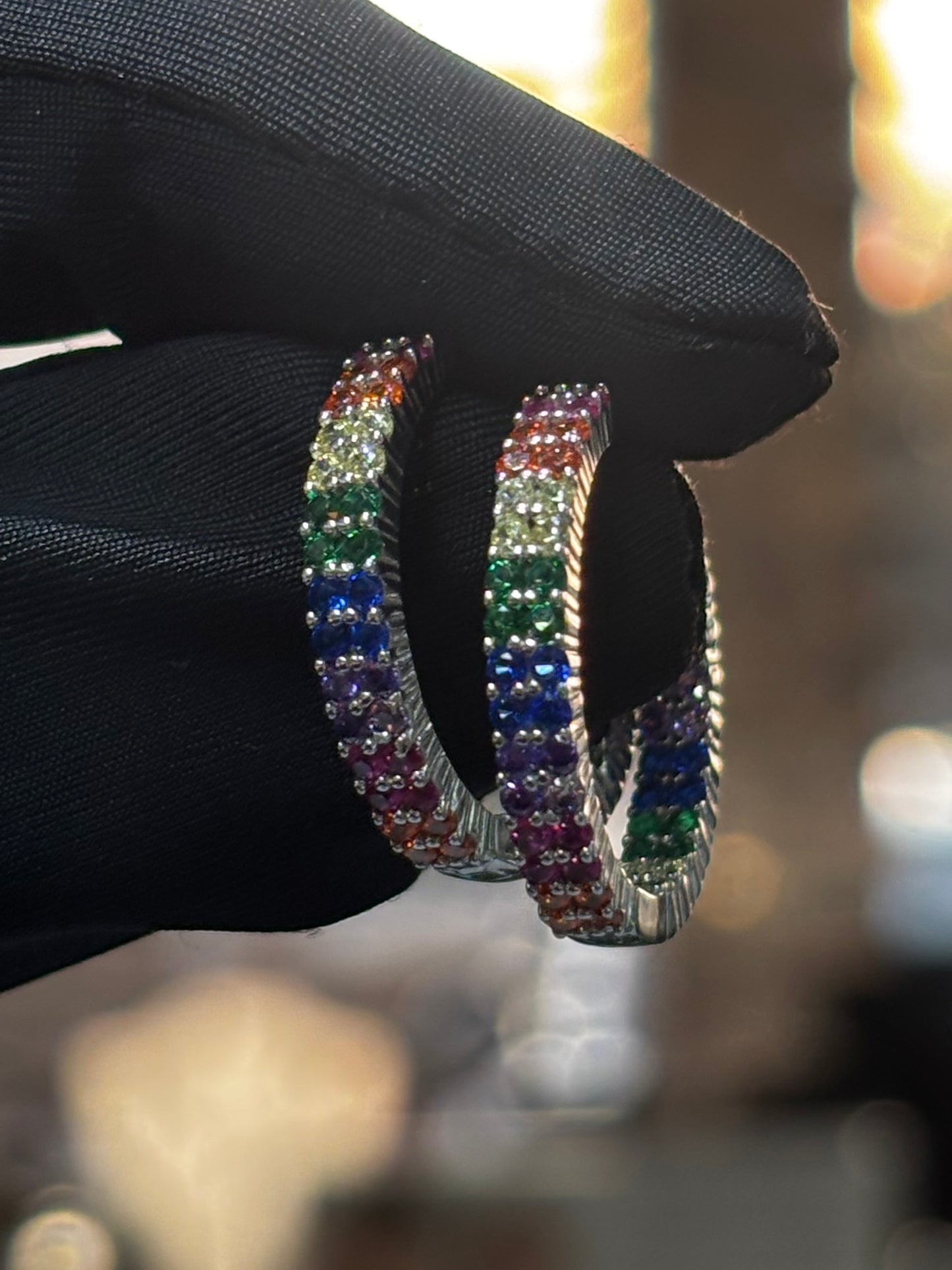Multi Coloured Rainbow Hoop Earrings