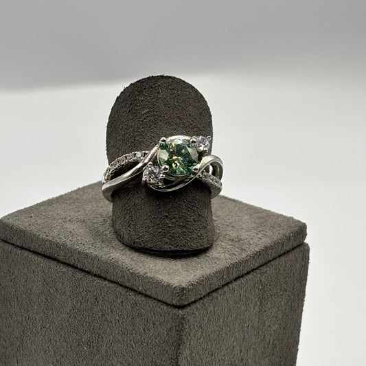 Sterling Silver Turquoise Moissanite Ring