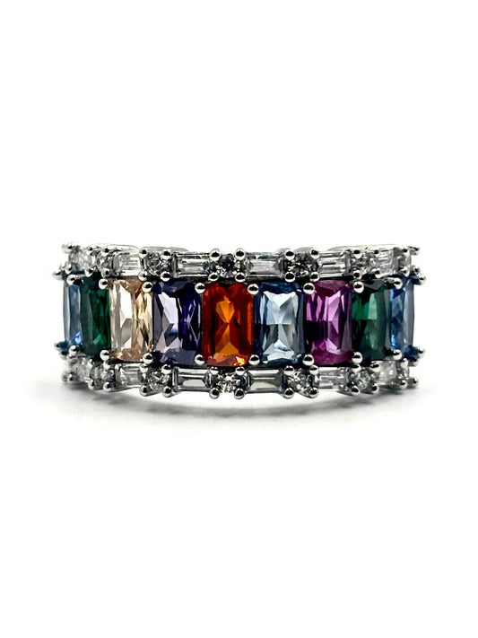 Kaleidoscope Emerald-Cut Eternity Band