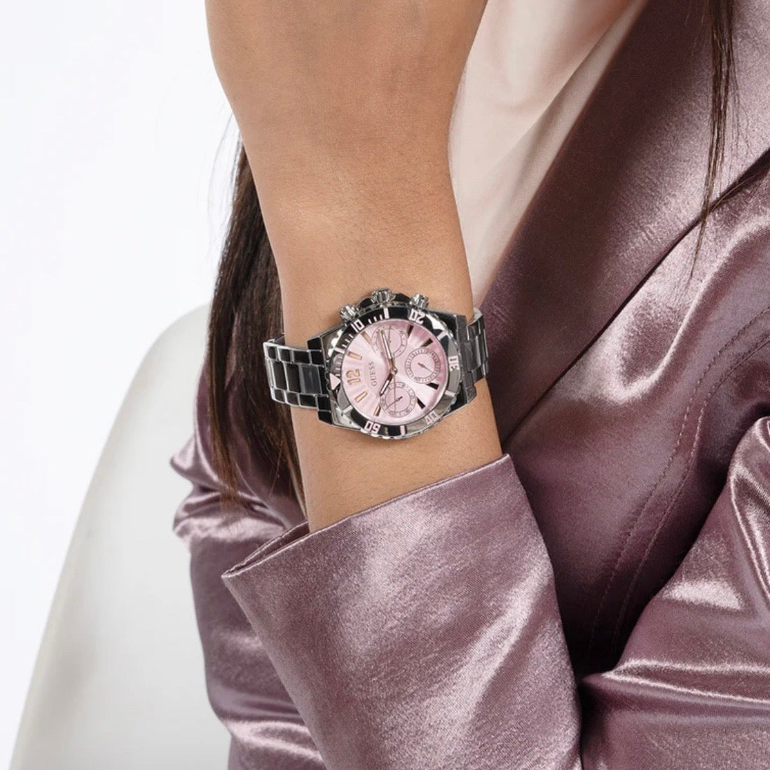 Guess Ladies Silver Tone Multi-function Watch