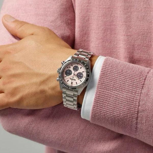 Seiko Prospex Speedtimer Solar Chronograph Pale Pink Dial Stainless Steel Watch (SSC963P1)