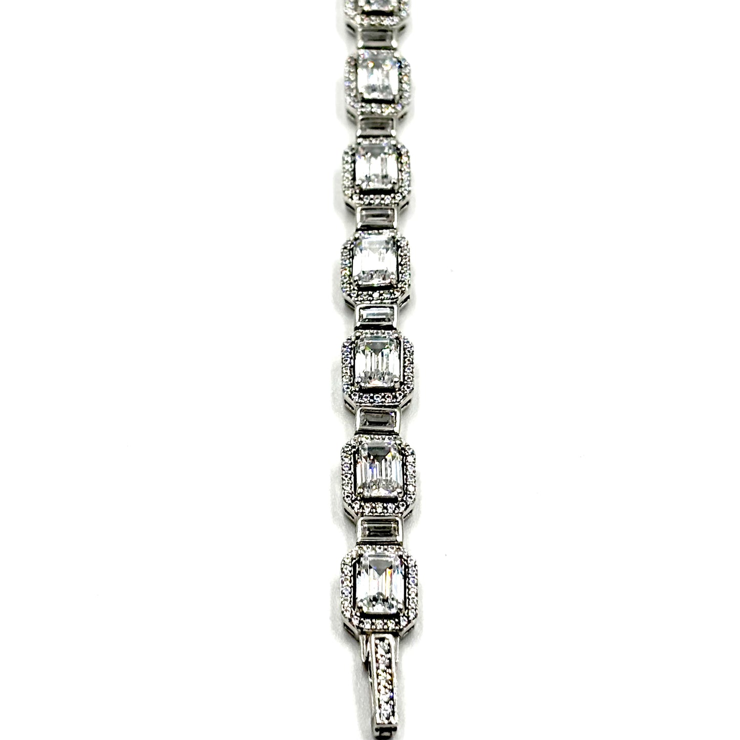 Halo Emerald-Cut Tennis Bracelet