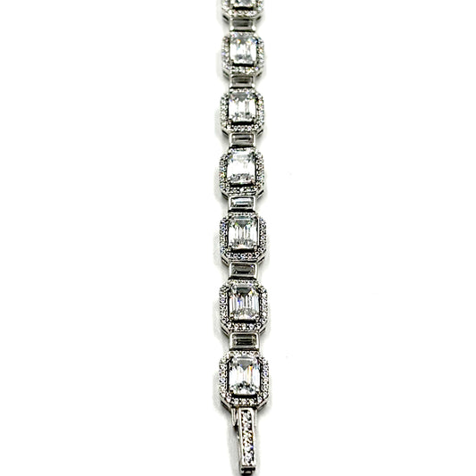 Halo Emerald-Cut Tennis Bracelet