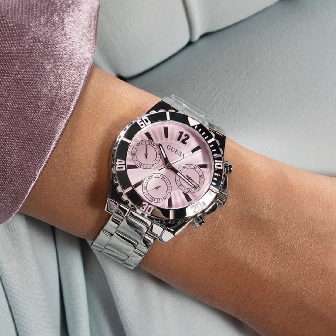 Guess Ladies Silver Tone Multi-function Watch