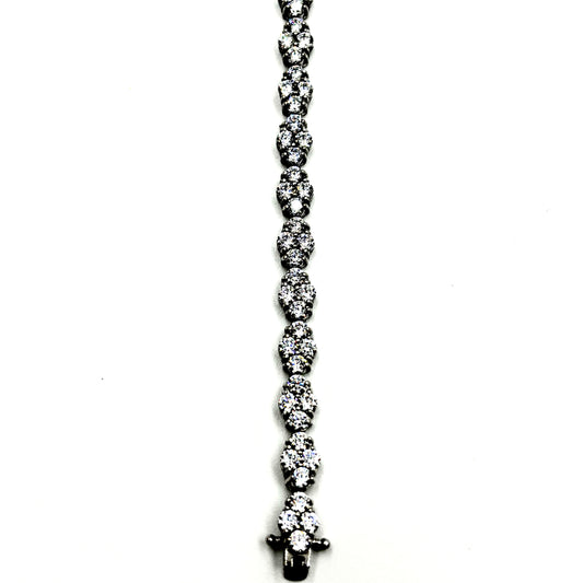Sterling Silver Floral Cluster Tennis Bracelet