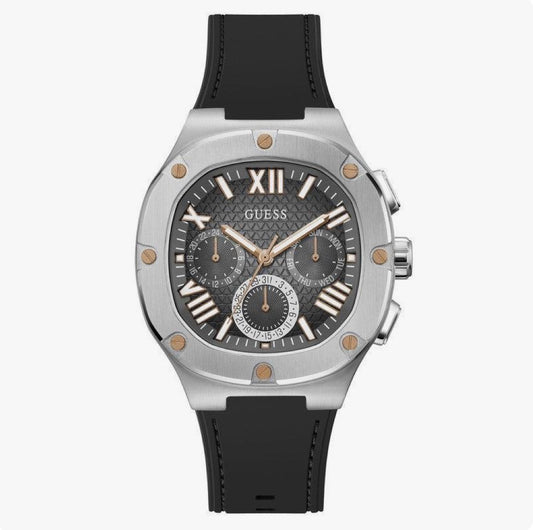 Guess Men's Headline Black and Silver Watch