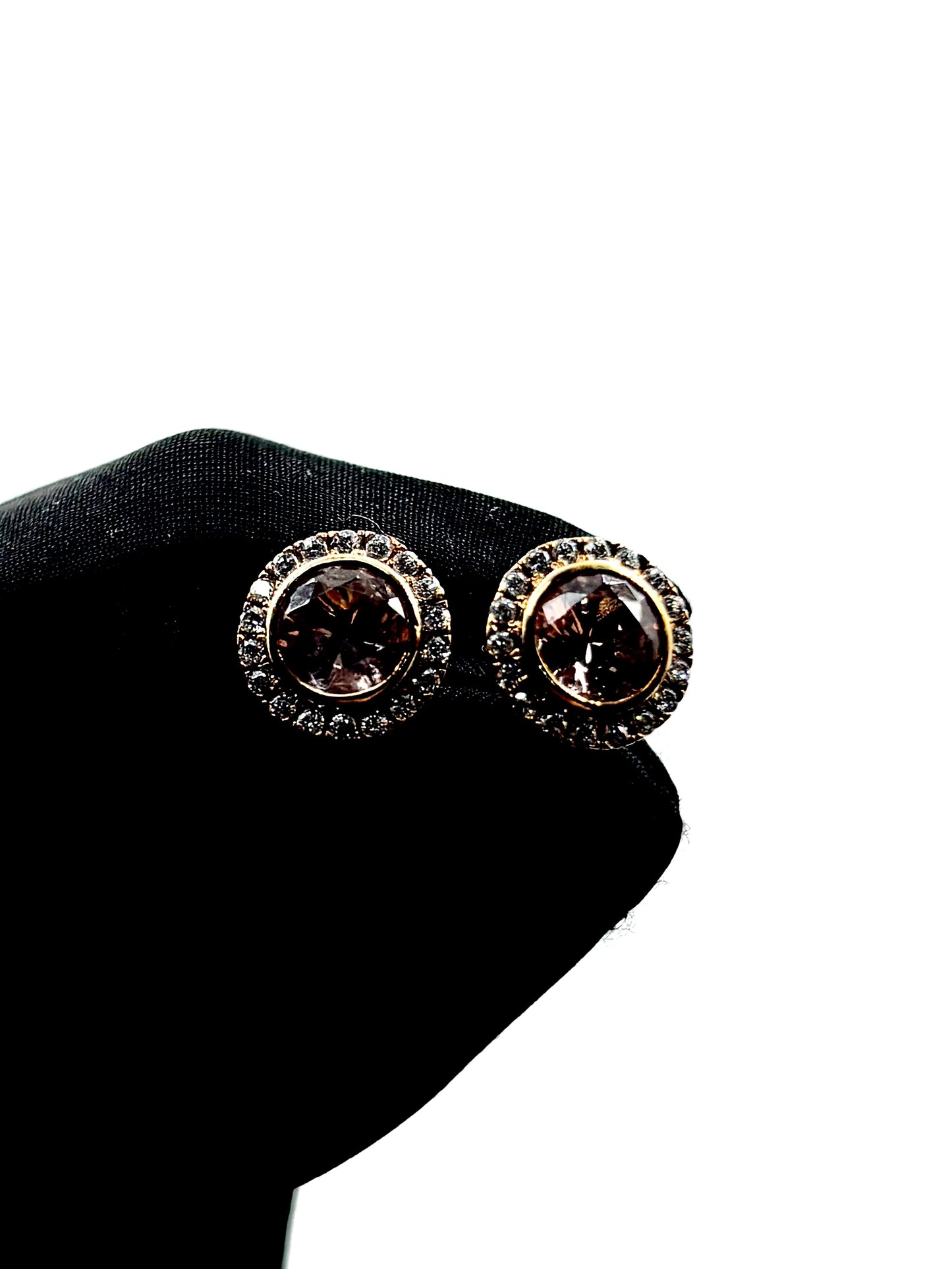 Rose Gold Plated Halo Stud Earrings in Sterling Silver