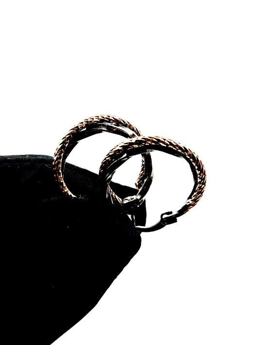 Two-Tone Twisted Rope Hoop Earrings in Sterling Silver