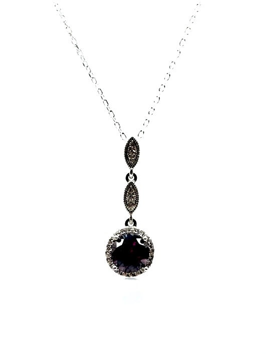 Sterling Silver Necklace Set with an Alexandrite Centre Stone