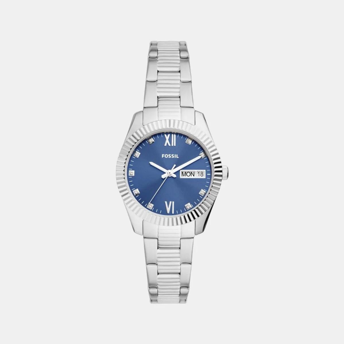 Fossil Women’s Scarlette Three-Hand Day-Date Stainless Steel Watch