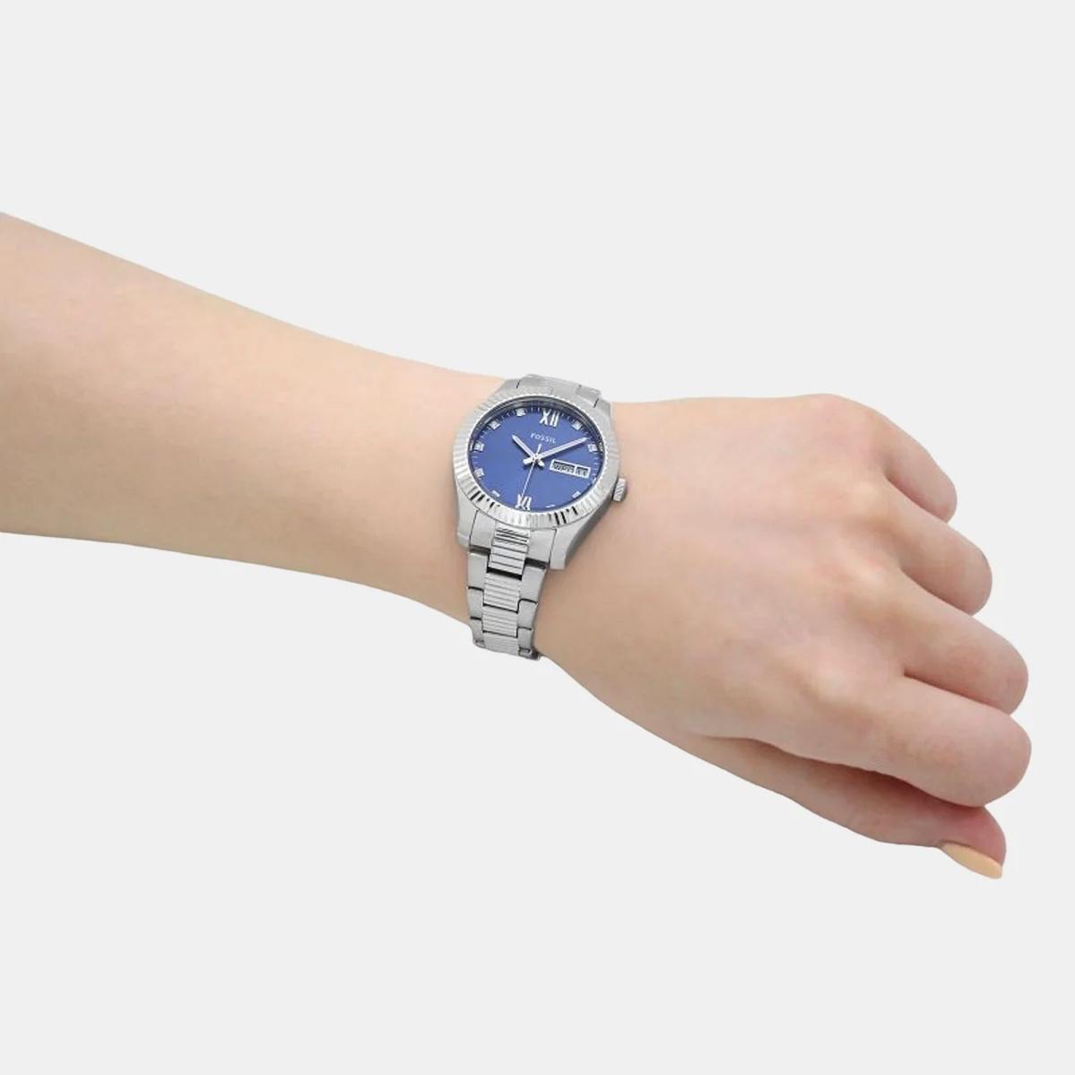 Fossil Women’s Scarlette Three-Hand Day-Date Stainless Steel Watch